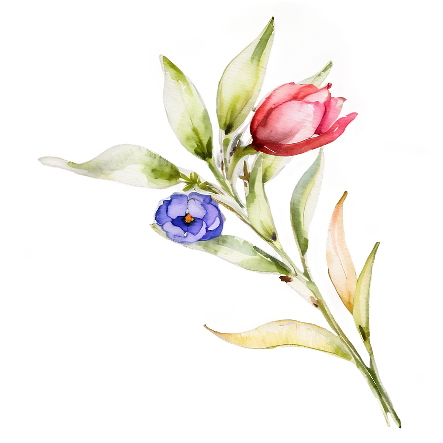 Watercolor Flower Stem Png 06132024 PNG image