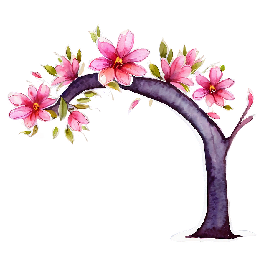 Watercolor Flower Tree Art Png 92 PNG image