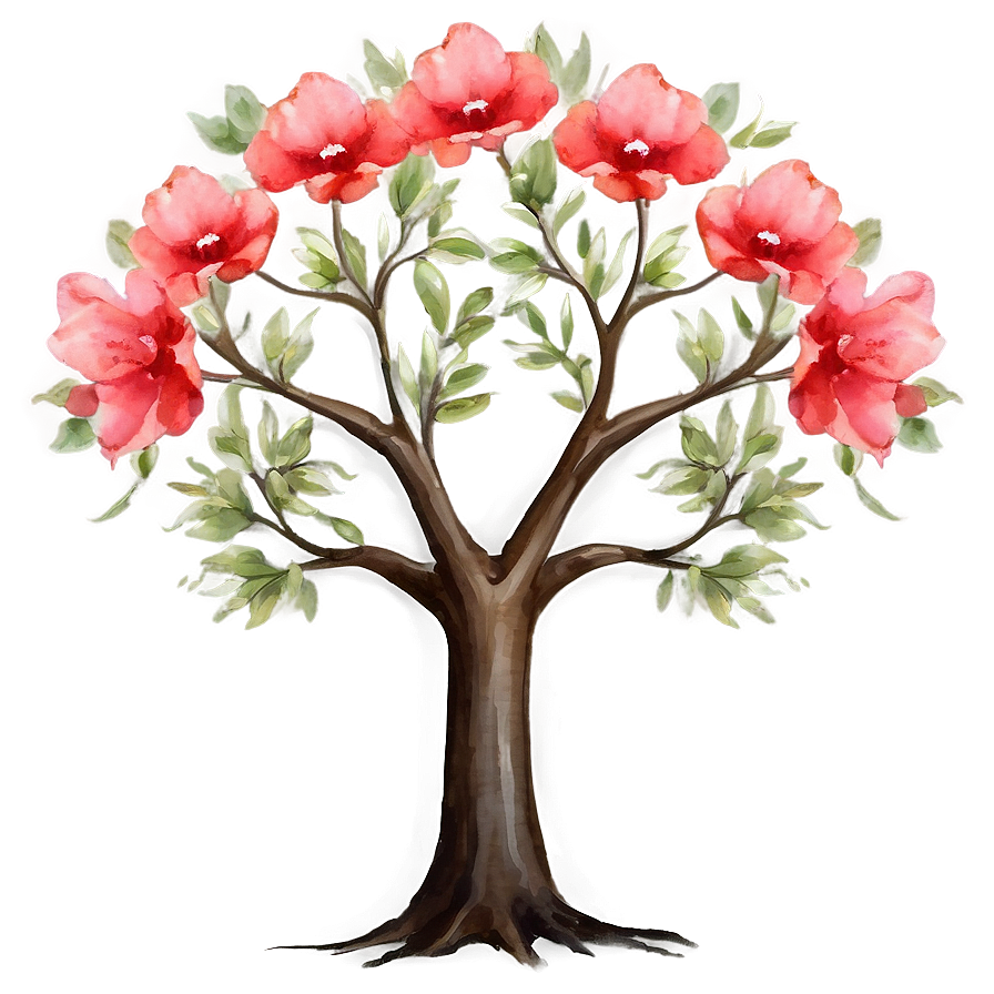 Watercolor Flower Tree Art Png Mfs PNG image