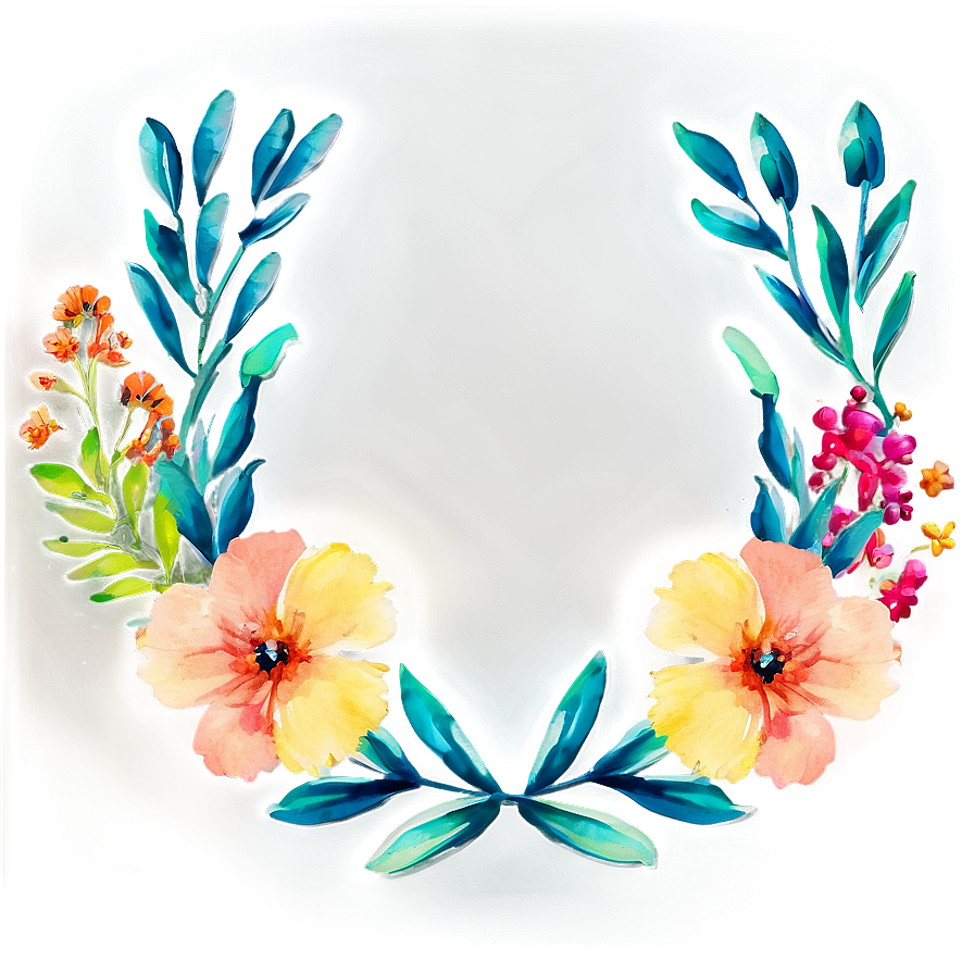 Watercolor Flower Wreath Png 40 PNG image