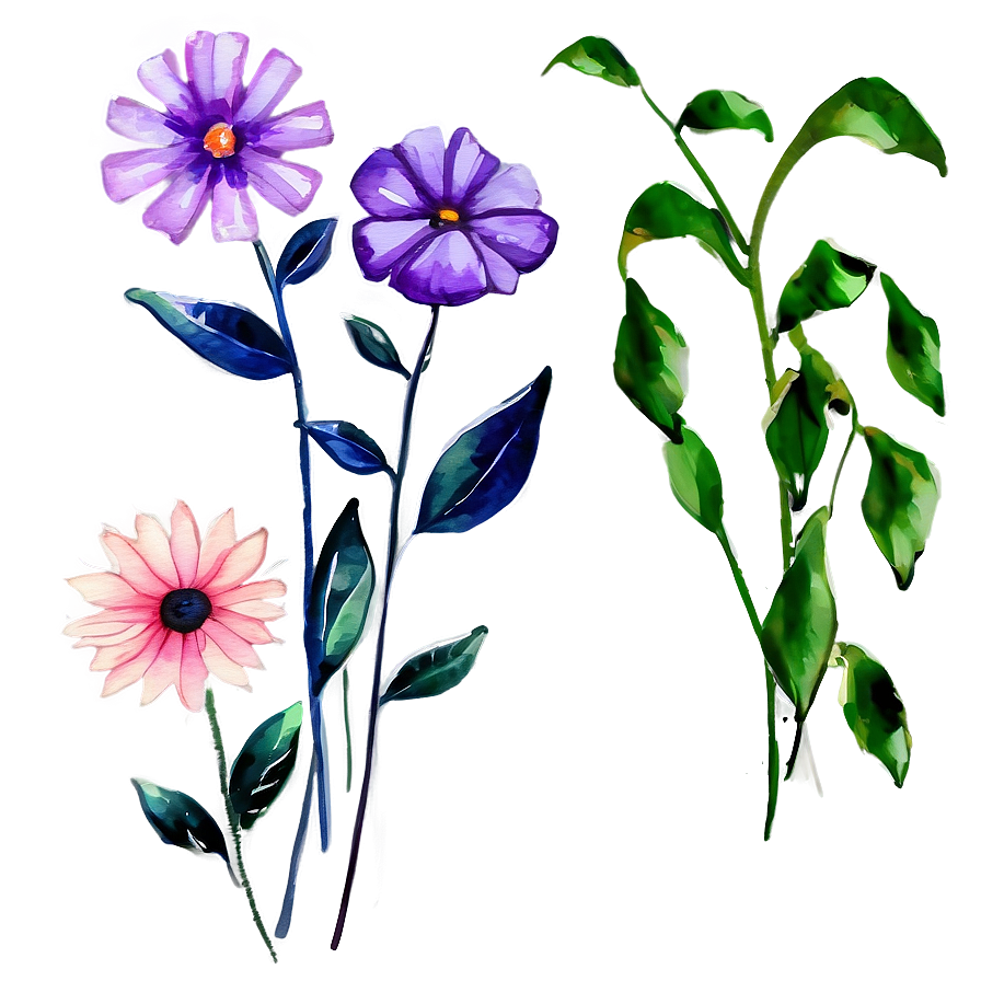 Watercolor Flowers Art Png Ujo PNG image