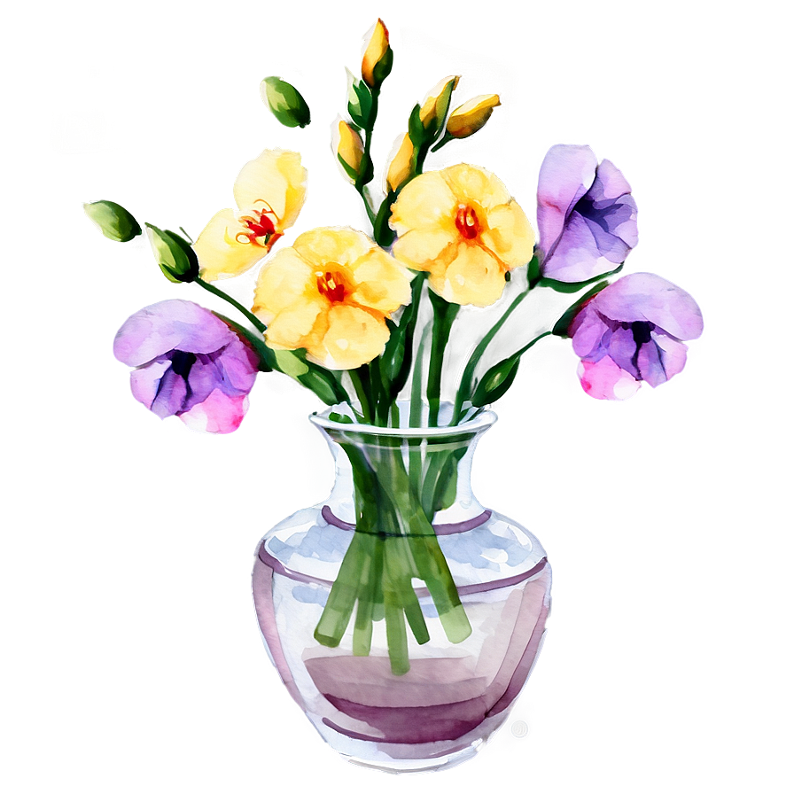 Watercolor Flowers In Vase Png 45 PNG image