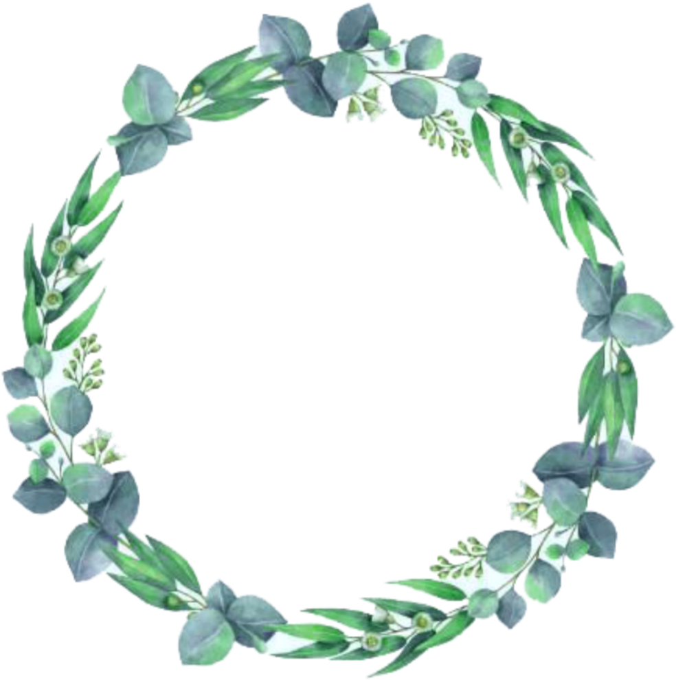 Watercolor Greenery Wreath PNG image