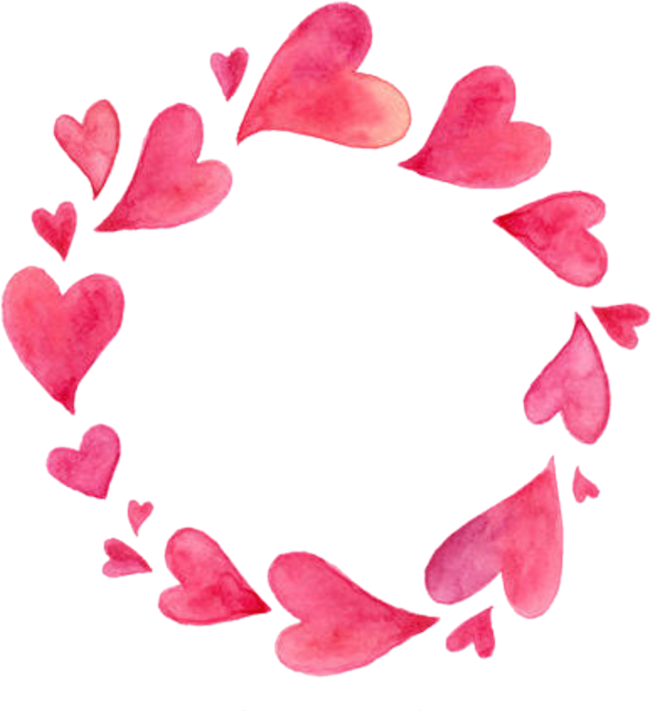 Watercolor Heart Border Frame PNG image