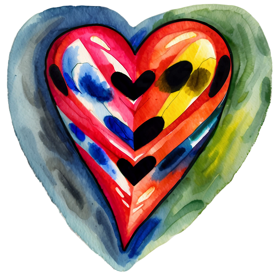 Watercolor Heart Painting Png B PNG image