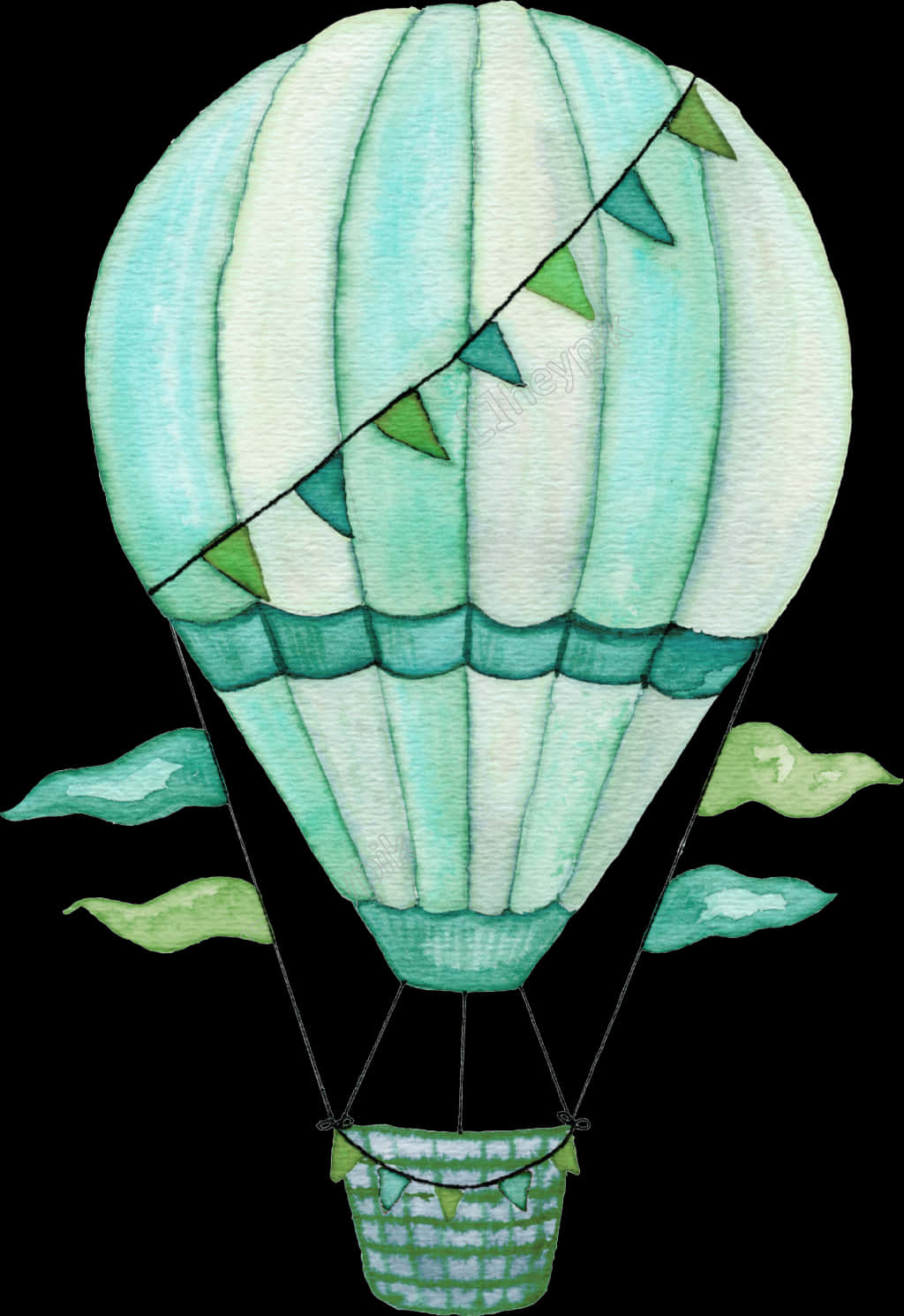 Watercolor Hot Air Balloon Artwork PNG image