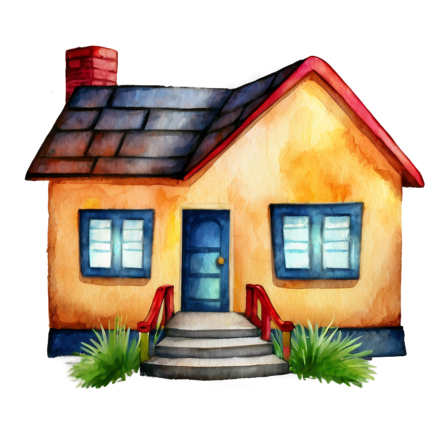 Watercolor House Emoji Png Fop PNG image