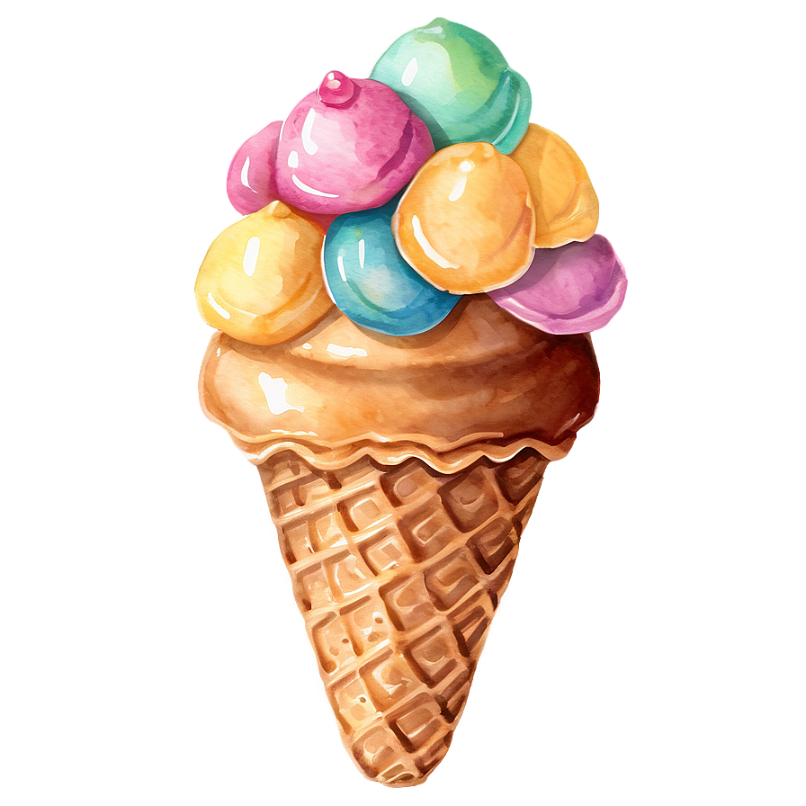 Watercolor Ice Cream Cone Png Oxa PNG image
