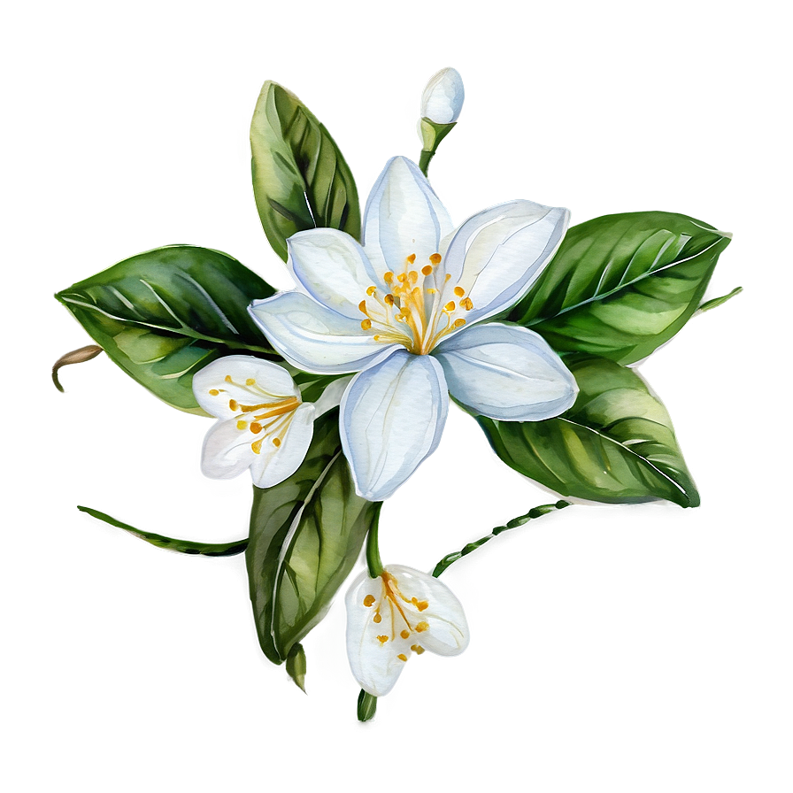 Watercolor Jasmine Flowers Png 05252024 PNG image