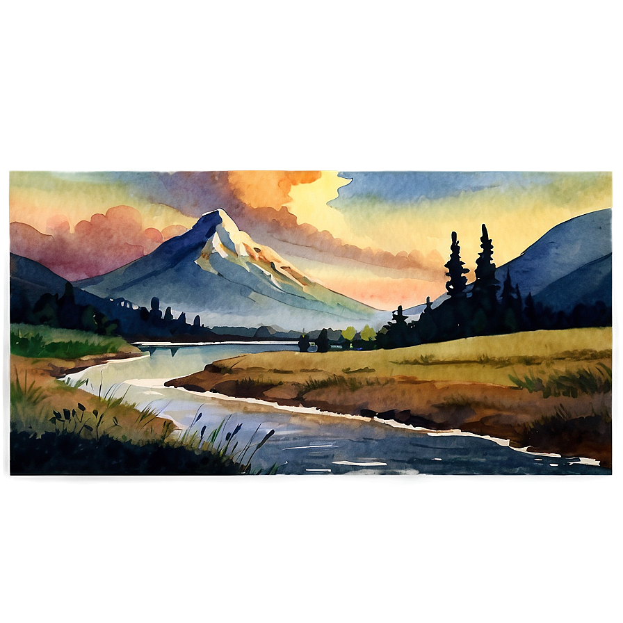 Watercolor Landscape Png Nba PNG image