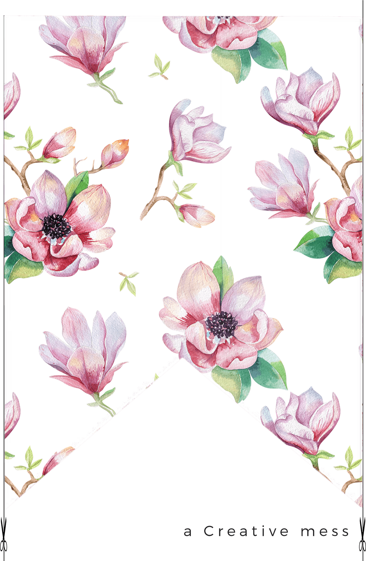 Watercolor Magnolia Pattern PNG image
