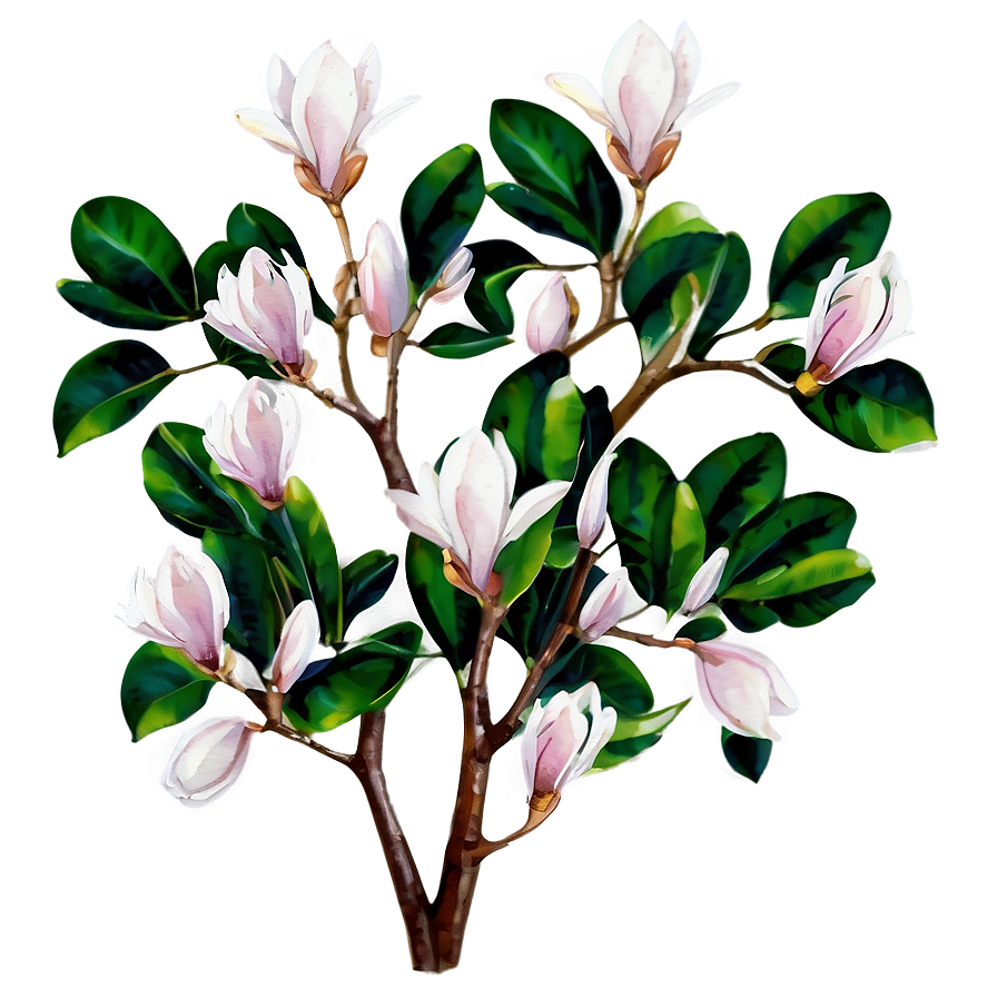 Watercolor Magnolia Tree Art Png 06212024 PNG image