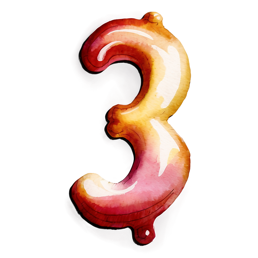 Watercolor Number 3 Png Gry83 PNG image