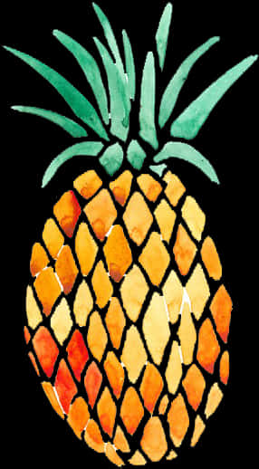 Watercolor Pineapple Artwork PNG image