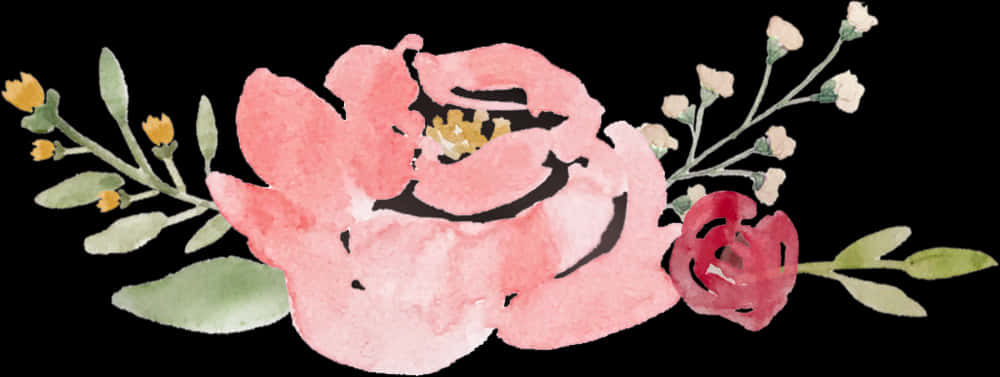 Watercolor Pink Flower Arrangement PNG image