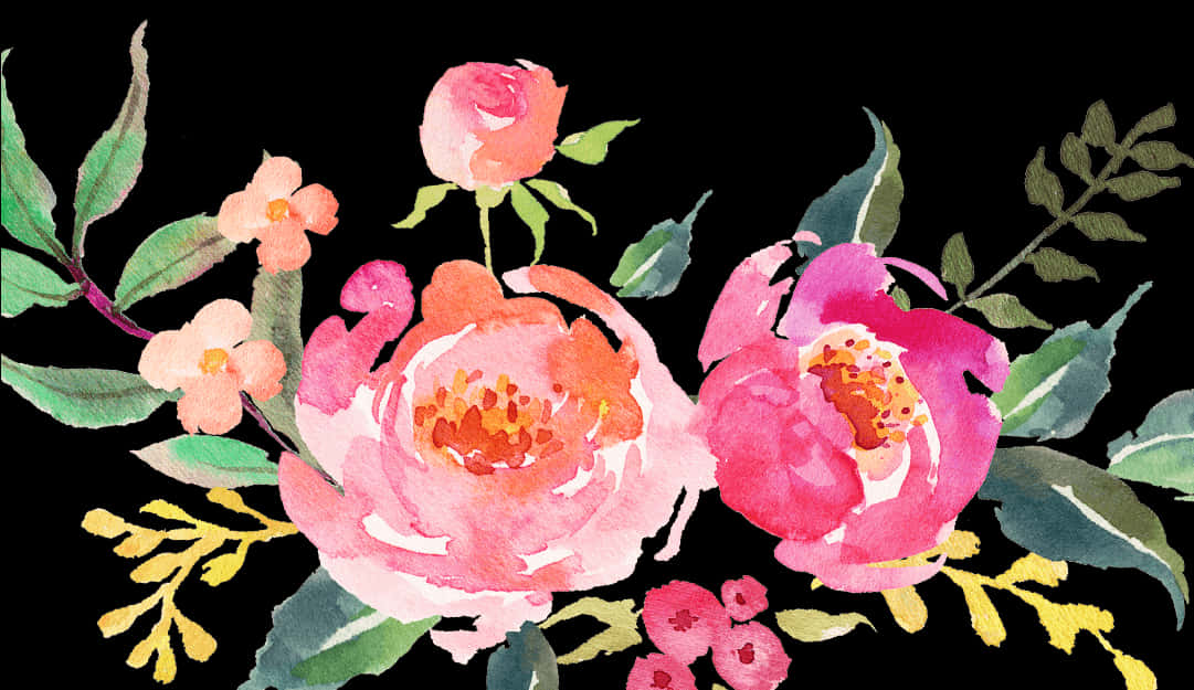 Watercolor_ Pink_ Flowers_ Artwork PNG image