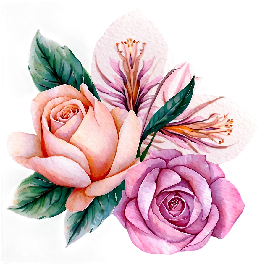 Watercolor Pink Flowers Png Ywq PNG image