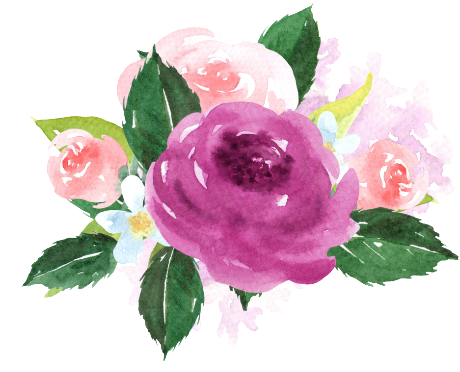 Watercolor Purple Flower Arrangement PNG image