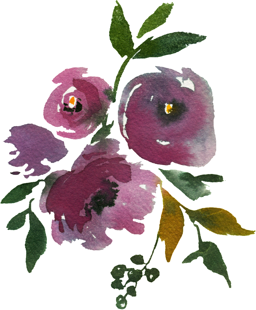 Watercolor Purple Flowers Artwork PNG image