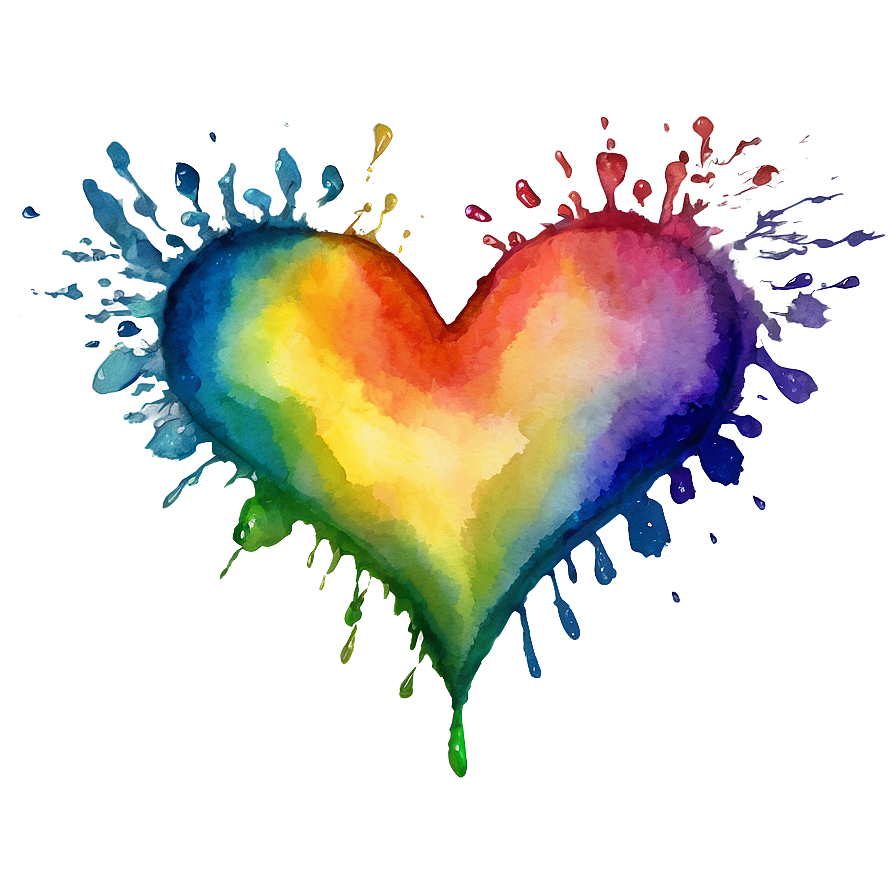 Watercolor Rainbow Heart Png 06252024 PNG image