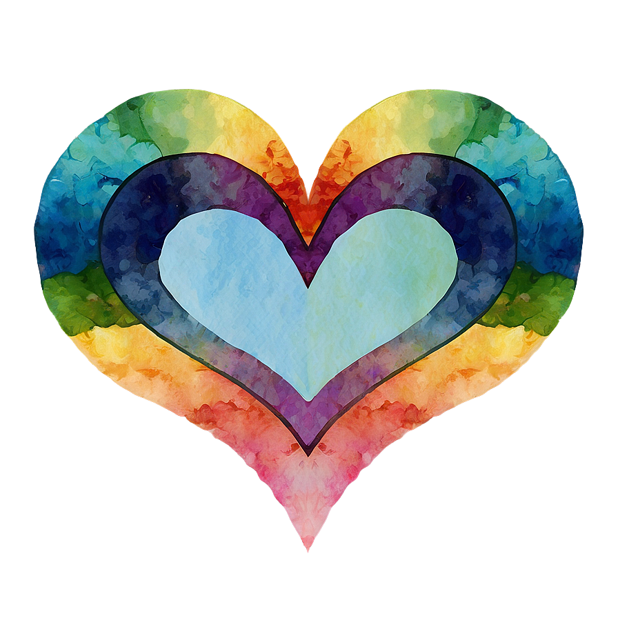 Watercolor Rainbow Heart Png 06252024 PNG image