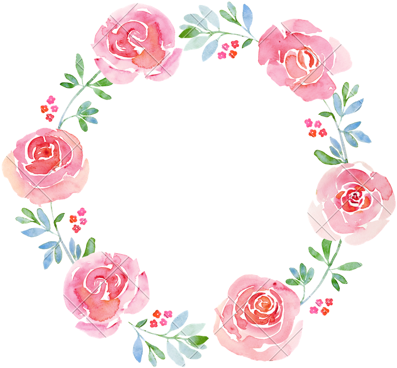 Watercolor_ Rose_ Flower_ Wreath PNG image