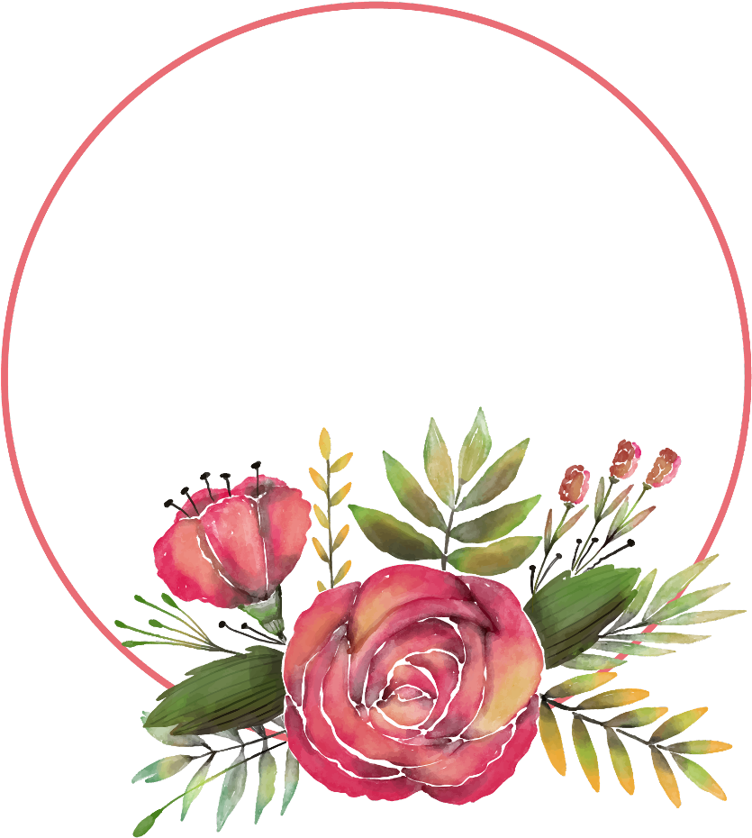 Watercolor Rose Frame Design PNG image