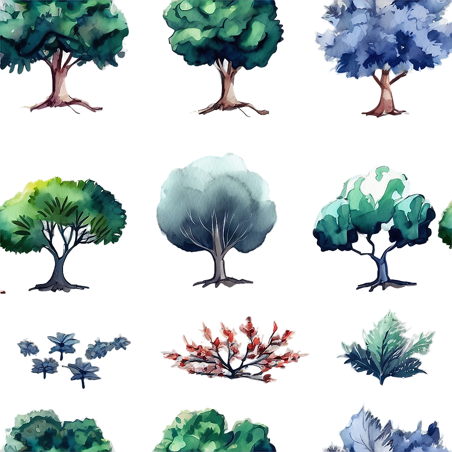 Watercolor Seasonal Trees Png All PNG image