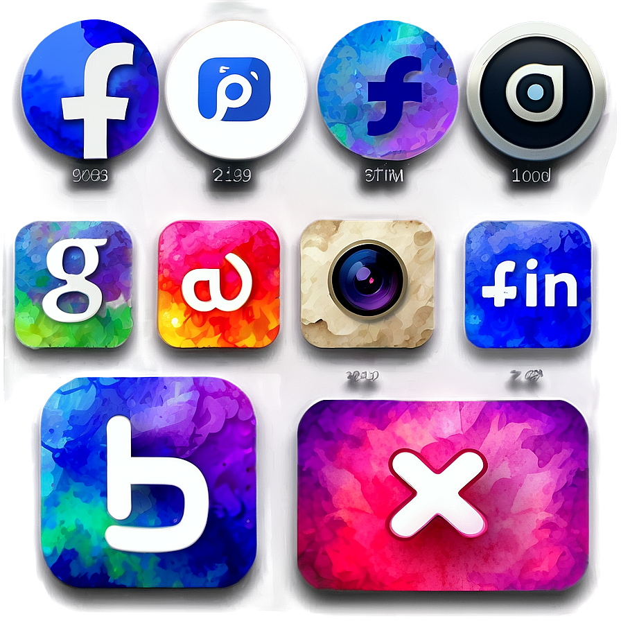 Watercolor Social Media Icons Png Vjb77 PNG image