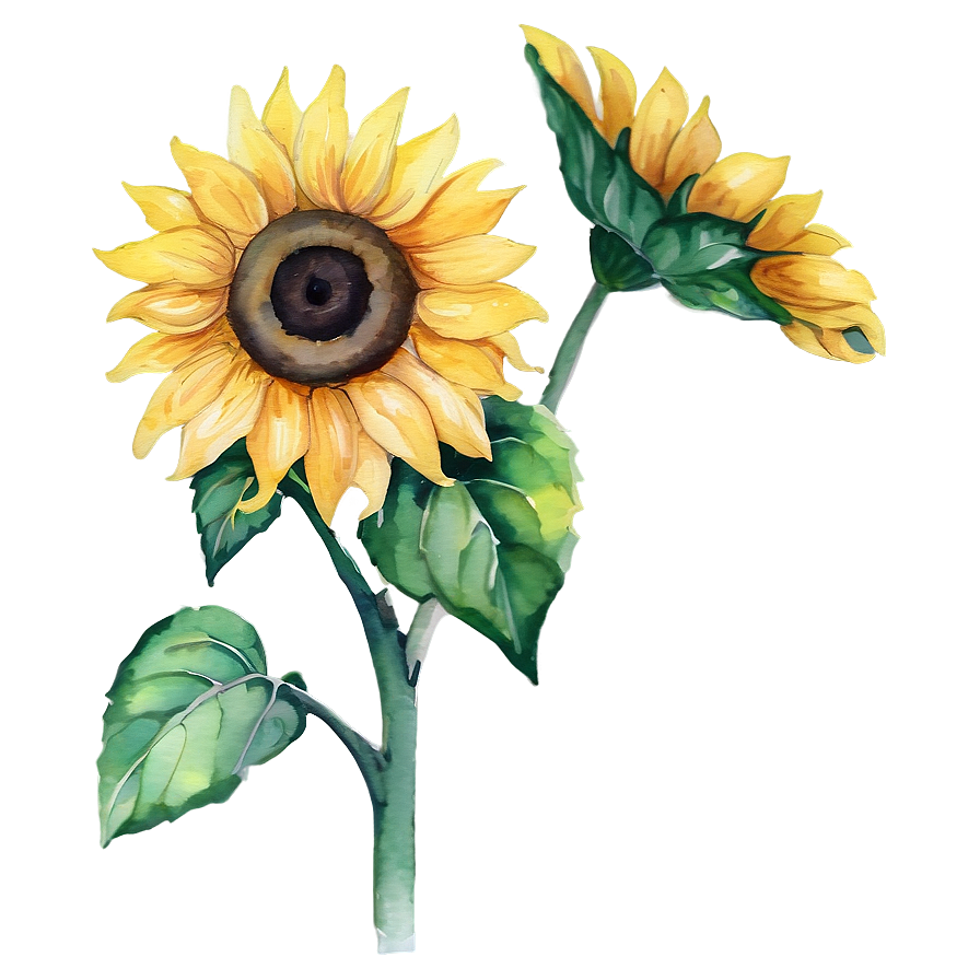 Watercolor Sunflower Artwork Design Png Pjh27 PNG image