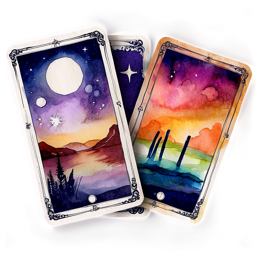 Watercolor Tarot Cards Png Fit PNG image