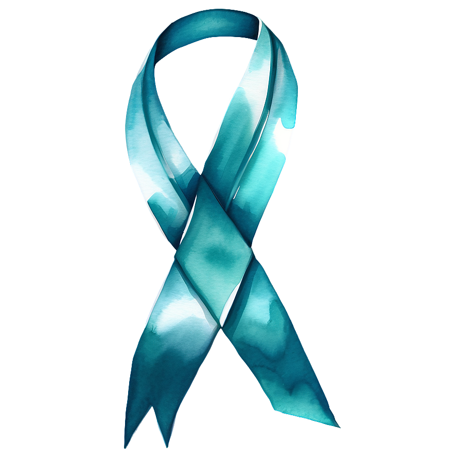 Watercolor Teal Ribbon Illustration Png 23 PNG image