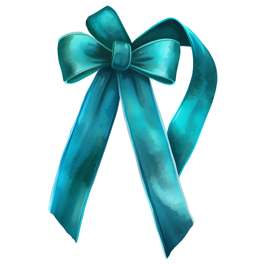 Watercolor Teal Ribbon Illustration Png 35 PNG image