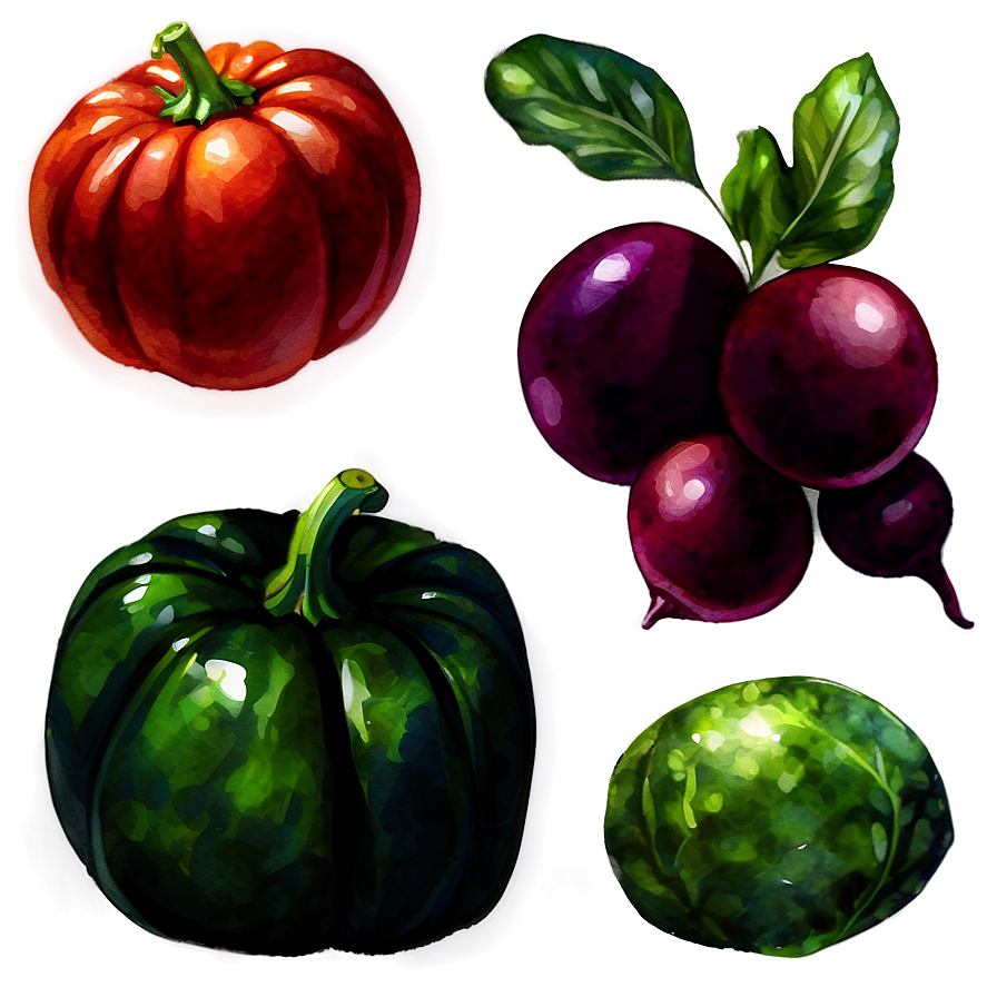 Watercolor Vegetables Set Png Cme33 PNG image