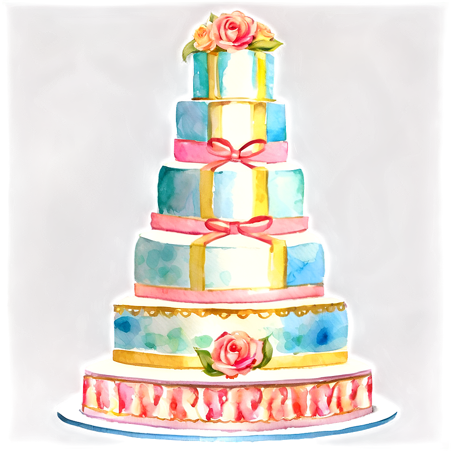 Watercolor Wedding Cake Png 06122024 PNG image