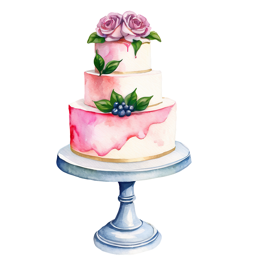 Watercolor Wedding Cake Png Qkk64 PNG image