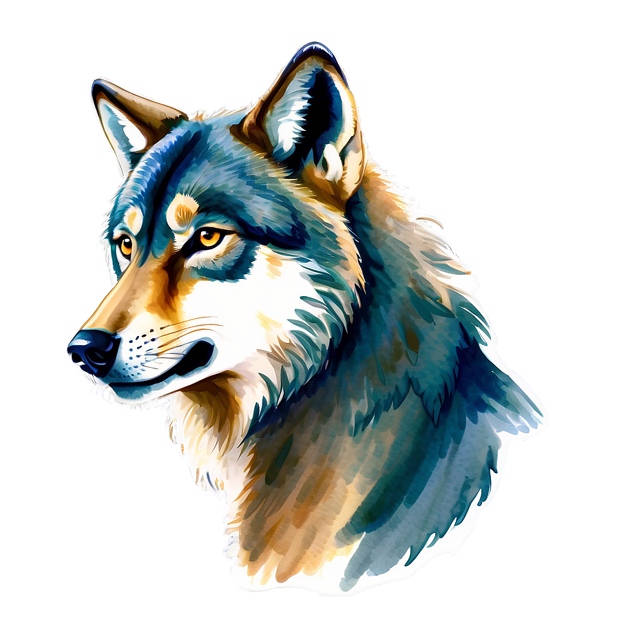 Watercolor Wolf Head Painting Png 96 PNG image