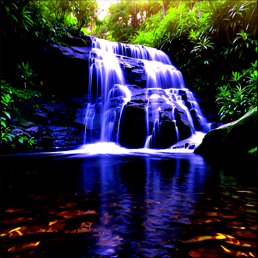 Waterfall And Reflective Lake Png 05212024 PNG image