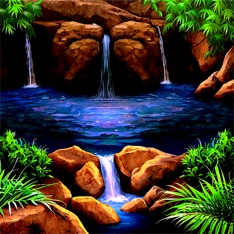 Waterfall And River Junction Png 05212024 PNG image