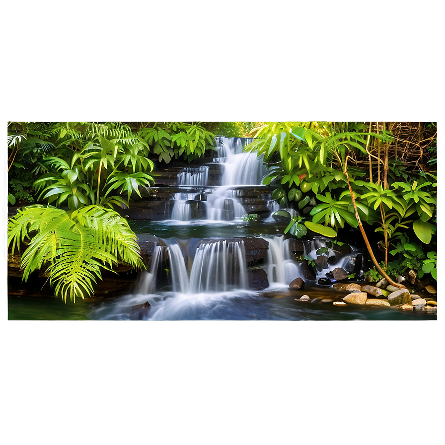 Waterfall And River Junction Png Avq PNG image