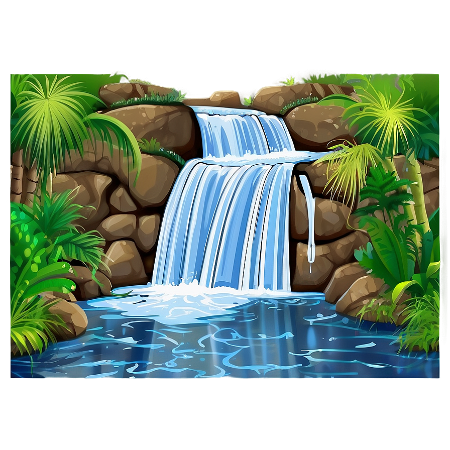 Waterfall And River Junction Png Ivh PNG image