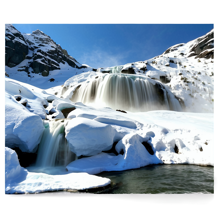 Waterfall And Snow-capped Peaks Png 05212024 PNG image