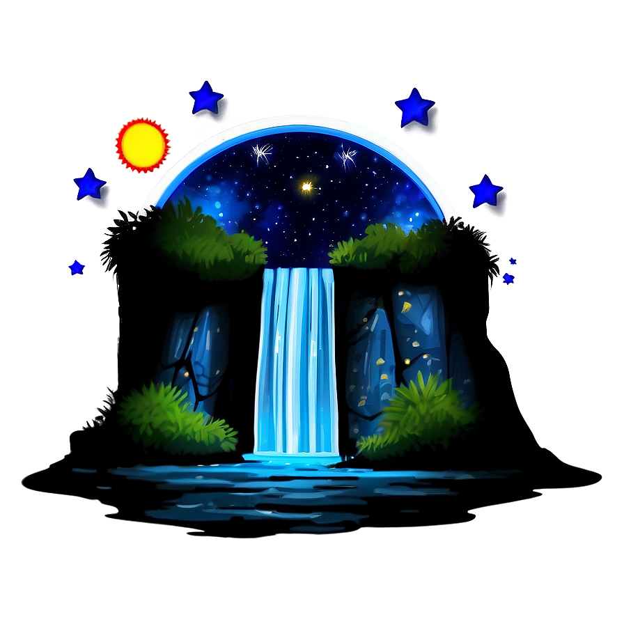 Waterfall And Starry Night Sky Png Xpo PNG image