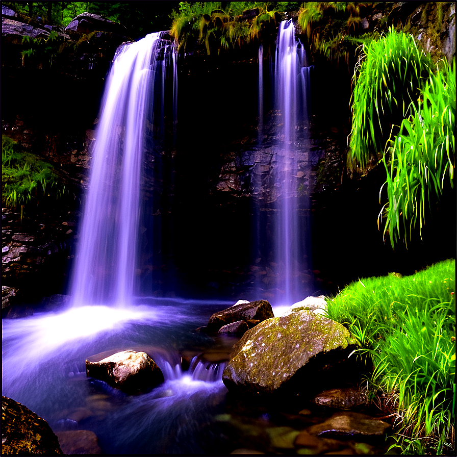 Waterfall In Alpine Setting Png Arr PNG image