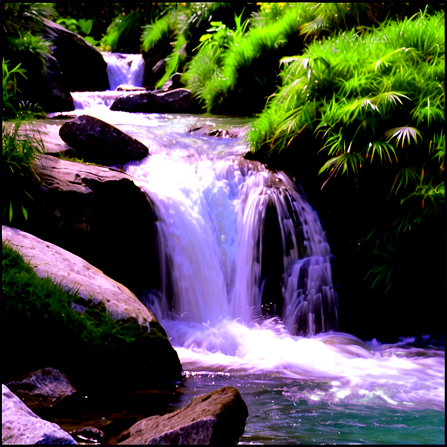 Waterfall In Alpine Setting Png Orf PNG image