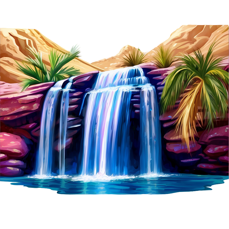 Waterfall In Desert Oasis Png 05212024 PNG image