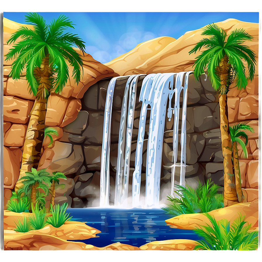 Waterfall In Desert Oasis Png 05212024 PNG image