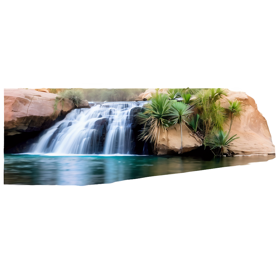 Waterfall In Desert Oasis Png Arh5 PNG image