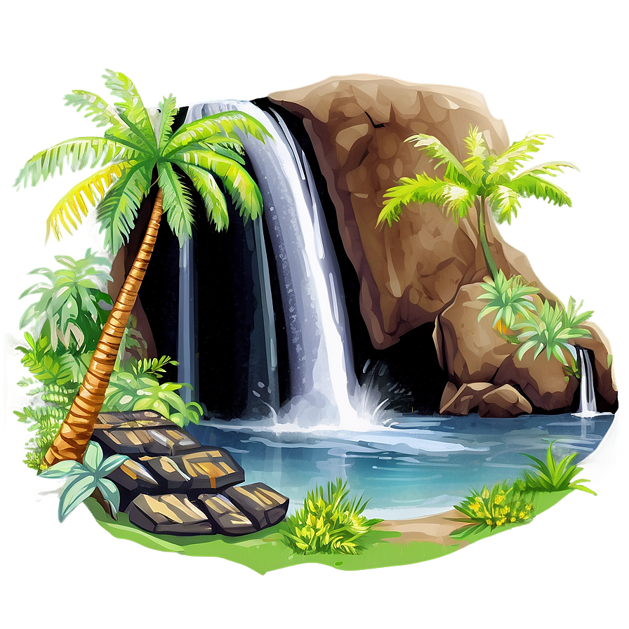 Waterfall In Exotic Location Png 05212024 PNG image