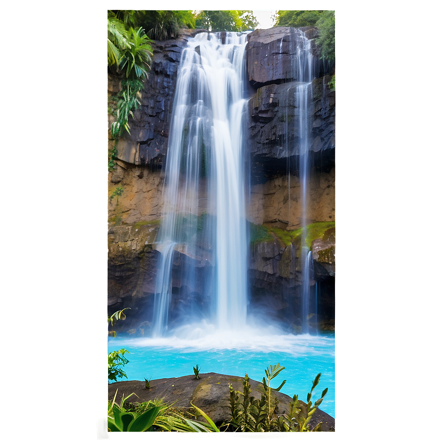 Waterfall In Exotic Location Png Bwi PNG image